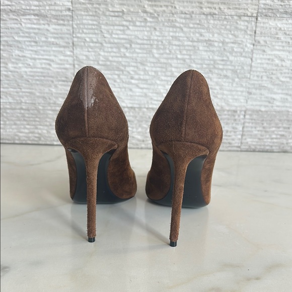 Elegant Brown Saint Laurent Suede Stiletto Heels, size 37.5 - Picture 9 of 10